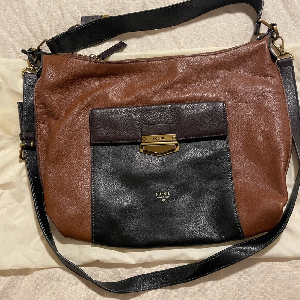 Fossil Two-Tone Leather Crossbody Bag
